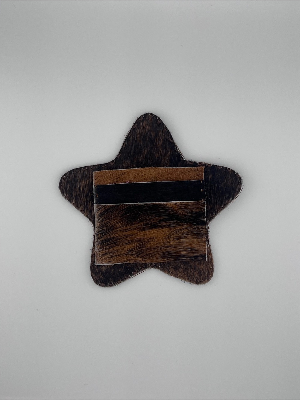 Star-Shaped Hair-On Hide Card Wallet in Brown and Black